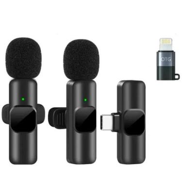 Imagem de Microfone Lapela Duplo Celular Para Tipo-c iPhone Lightning - ELETRO