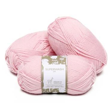 Imagem de Conjunto de 3 novelos de lã 100% pura (150 gramas) peso DK - proveniente diretamente do Peru - celestial macio e perfeito para tricô e crochê (rosa bebê)