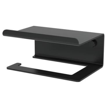 Imagem de Suporte p/papel higiênico/papeleira e prateleira/porta objetos alumínio preto fosco - Ispirazione - Future