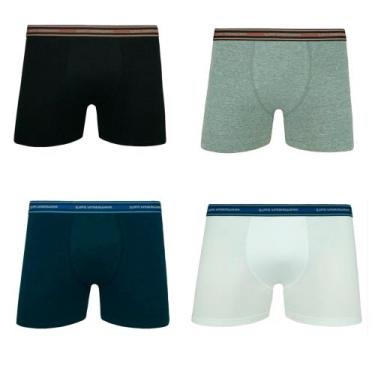 Imagem de Cueca Boxer Cotton Algodão de Perninha Masculina Com Elastano Lupo, Ma