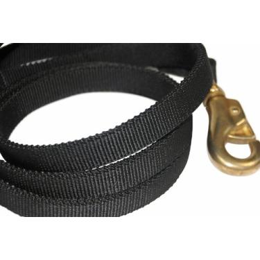 Imagem de Dean & Tyler Coleira para cães de nylon com camada dupla Night Walk com gancho de pressão de latão enorme, 91 cm por 1,9 cm, preta