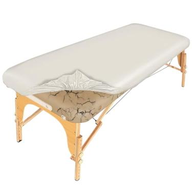 Imagem de Lufyzora Capa de mesa de massagem de couro PU à prova d'água protetora de mesa de massagem elástica, inodoro e antirrugas, limpa para cama de massagem de 1,8 m, cama de spa/cama de cílios (branca, 1