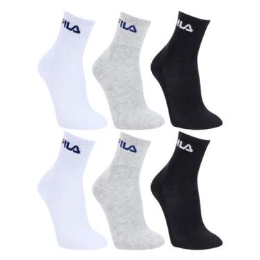 Imagem de Kit Meias Fila Cano Médio Logo 6 pares, Branco, Cinza, 39/43
