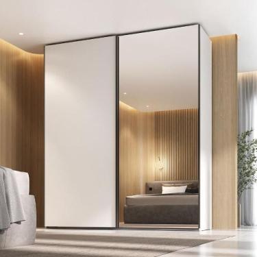 Imagem de Guarda Roupa Casal 2 Portas de Correr c/ Espelho 100% MDF - Mambel Q, 
