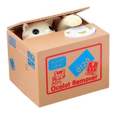 Imagem de Cofre Eletrônico Interativo Gato Pega Moeda - Genérica