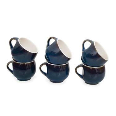 Imagem de Conjunto feito à mão de 6 xícaras de chá de cerâmica 150 ml elegante porcelana café da manhã canecas de café da manhã acabamento vitrificado para cortado cappuccino expresso kulhad chai micro-ondas e