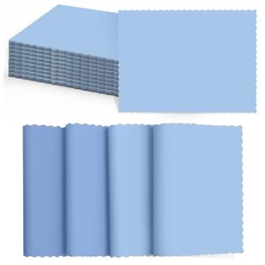 Imagem de 120 peças de jogo americano azul empoeirado a granel 25,5 x 35,5 cm de papel descartável recortado, tapetes de mesa decorativos para decoração de mesa de casamento, banquete, festa, feriado, decoração