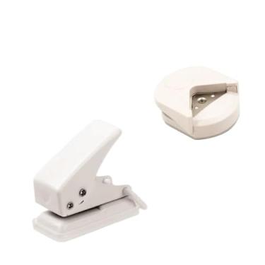 Imagem de Kit Mini Arredondador de Canto + Mini Furadorc úNico，Cortador de Papel Circular para FicháRio PortáTil Furo Redondo 6mm(1 KIT BRANCO)