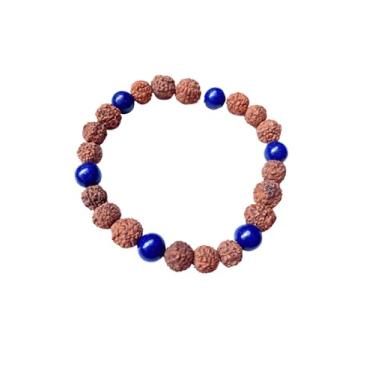 Imagem de Pulseira Sementes de Rudraksha e Lápis Lázuli Pedra Natural