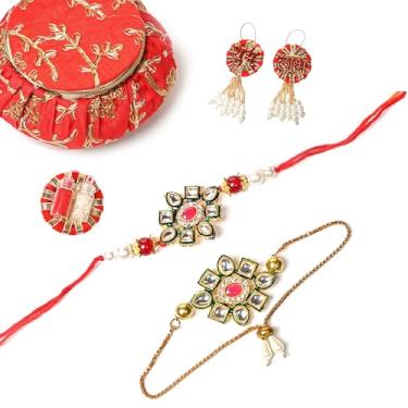 Imagem de IGH 2 Rakhi para irmão e casal Bhabhi Lumba para Bhai, cunhada, Bro Rakhi Threads on Rakshabandhan Designer Rakhee pulseira, Pack of 4, Sem Pedra Preciosa