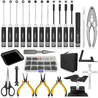 Imagem de OGRC Tool Kit - Screwdriver Set (Flat, Phillips, Hex) RC Work Stand, 522PCS Screw Kit, Pliers Set, Body Reamer, Wrench, Tray, Repair Tools for RC Car Boat Quadcopter Helicopter – 26pcs (Black)