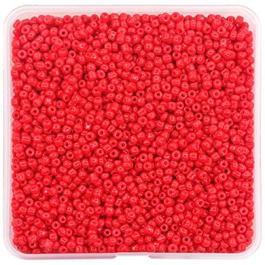 Imagem de Contas de semente de 3 mm opacas brancas cerca de 5000 peças/150 gramas 8/0 pequenas contas de artesanato para colares de pulseira DIY suprimentos para fabricação de joias (vermelho - tamanho 3 mm)