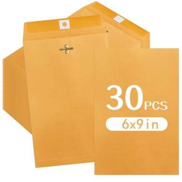 Imagem de Bazyrock 30 envelopes de manilla de 15 x 23 cm, envelopes kraft com fecho de fecho e selo gomado para escritório, documentos, escola, negócios, casa