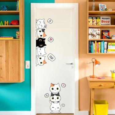 Imagem de Adesivo Infantil de Gatinhos Lavável Seguro Para Porta Decoração Criativa Quarto Bebê Criança Menino Menina