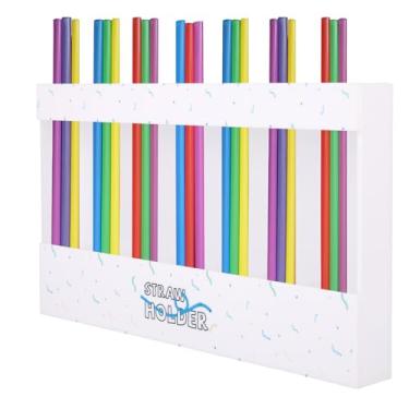 Imagem de lasuroa Suporte Canudos Acrílico, 7 Compartimentos Organizador Reutilizável para Porta de Canudos Armário com Fita Dupla Face para Cozinha Porta de Armário Armazenamento