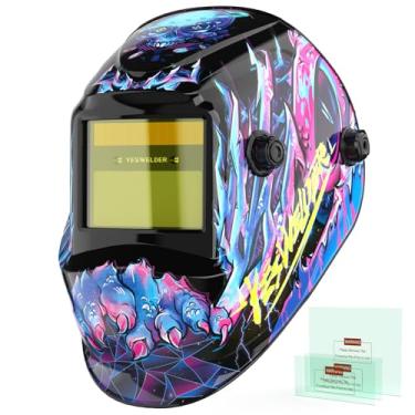 Imagem de YESWELDER Capacete de soldagem de escurecimento automático movido a energia solar, sombra ampla 3,5/9-13 para capacete de solda TIG MIG ARC Grind