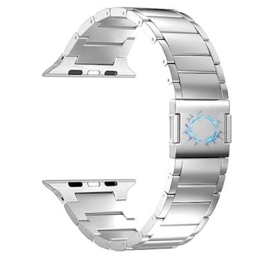 Imagem de MaKTech Pulseira de Titânio para Apple Watch-Bracelete de Metal com Fecho Magnético,para iWatch Series 11/10/9/8/7,Ultra 3/2/1,SE 3/2/1 [2025](46mm/45mm/44mm/49mm,Prata)