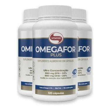 Imagem de Kit 03 Omegafor Plus Ômega 3 120 Cápsulas Vitafor