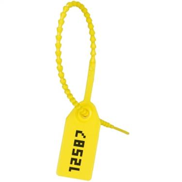 Imagem de Etiqueta descartável com 100 selos de plástico numerados impressos com números aleatórios para bolsa de vestuário, serviço, boutique, logística, mercadoria