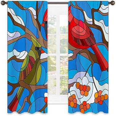 Imagem de Cortinas blackout abstratas 90%, imagem geométrica colorida fractal, tecido impermeável, cortinas blackout com absorção de som para decoração de sala de jantar/festa, L 132 x C 137 cm