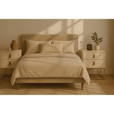 Imagem de Kit 2 Mesas De Cabeceira Unic 45 Puxador De Couro Com 2 Gavetas