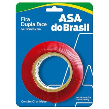 Imagem de Fita Dupla Face Gel Acrílico, Vermelho, 18 mm x 2 m, Asa do Brasil