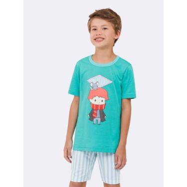 Imagem de Pijama Manga Curta Rony Weasley - Veggi, Verde, 4, Meninos