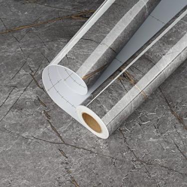 Imagem de Papel de parede de contato de mármore cinza escuro descascar e colar papel de parede de granito espesso para gavetas de armários autoadesivo vinil dourado para banheiro, cozinha, descascar e colar