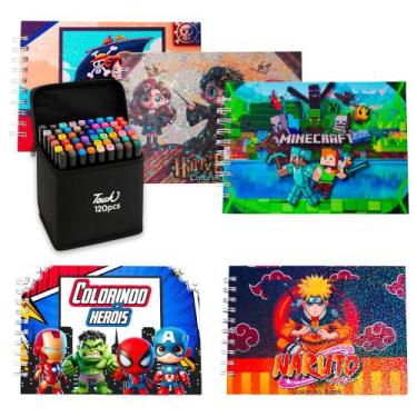 Imagem de Kit 5 Livros Para Colorir Com Canetinha Desenho Infantil - Toys 2u