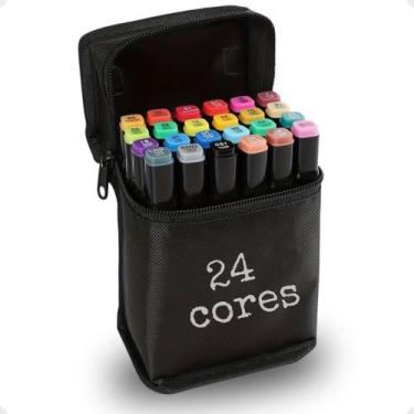 Imagem de Estojo Maleta Kit 24 Cores Conjunto Canetinhas Cololoridas - Touch Can