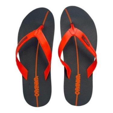 Imagem de Sandalia Opanka Masculina Chinelo Dedo Flexível Preto Laranja 7157-Masculino