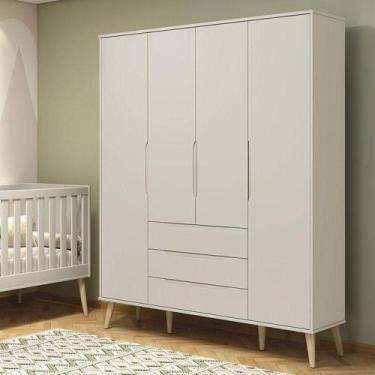 Imagem de Guarda Roupa Infantil Retrô Elfe Areia Acetinado Natural - Reller - RE