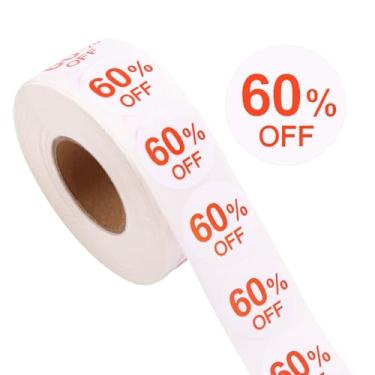 Imagem de Tinoaly 1000 Un. Autocolantes com 60% de, Etiquetas Promocionais com Percentagem Arredondada Placa de para No Retalho (Diâmetro 25mm)