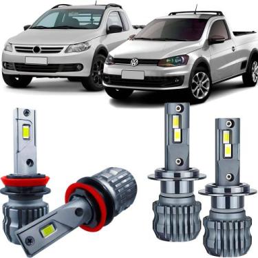 Imagem de Kit Ultra Led Slim 6000k Saveiro G5 G6 G7 G8 2009 a 2024 Foco Simples 