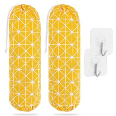 Imagem de SWISSELITE 2 peças de suporte de saco plástico, organizador de saco plástico reutilizável, suporte de parede, dispensador grande de armazenamento de saco de compras, 55 x 22 cm