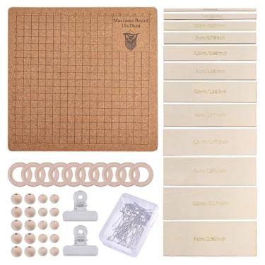 Imagem de FREEBLOSS Conjunto de placa de macramê de 20 x 20 cm com ferramenta separadora de tecelagem, placa de madeira e pinos com 10 chaveiros para trançar kits de macramê para adultos iniciantes