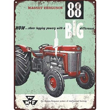 Imagem de Pzecaru Pôster de trator retrô vintage placa metálica Massey Ferguson 88 trator fazenda pintura de ferro decoração placa retrô pôster de metal para garagem, família, armazém, jardim, lojas, hotéis, 30