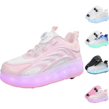 Imagem de Crianças Acendem Sapatos Led Sapatos Para Meninos Meninas Carregamento Usb Roller Skate Shoes Sneaker Skates Com Rodas Retráteis Para Natal Aniversário Crianças Show Gift, Pink, 38 EU