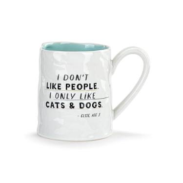Imagem de DEMDACO Caneca de café Live From Snack Time para sua bebida matinal favorita 400 ml papel de notas de cerâmica I Only Like Cats and Dogs