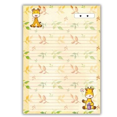Imagem de Refil de fichário universitário decorado 80 folhas Girafinha pautado