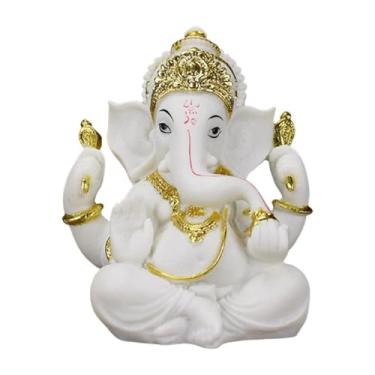 Imagem de Bothyi Estátua de Lord Ganesh, estatueta de Ganesha, peça de arte decorativa, estatueta de elefante de Ganesh, escultura de Buda para decoração de carro, Branco