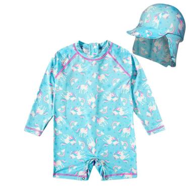 Imagem de Macaquinho Praia Infantil com Boné Proteção UV 50+ Estampas Tip Top