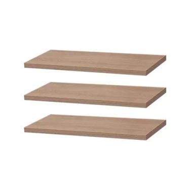 Imagem de Kit 3 Prateleiras MDF 15mm - 65x15cm - MADEIRADO/CARVALHO + Suporte In