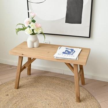 Imagem de SwallowLiving Banco de entrada de madeira maciça de 76 cm - Assentos rústicos de corredor em estilo fazenda para sala de estar, entrada de sala de jantar - acabamento natural feito à mão