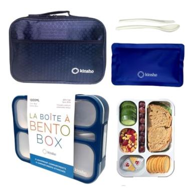 Imagem de Lancheira Bento com saco isolado e conjunto de gelo. 6 compartimentos divididos, recipientes para escola, trabalho, creches, lanches, crianças e adultos, sem BPA, fácil de transportar, kits duráveis