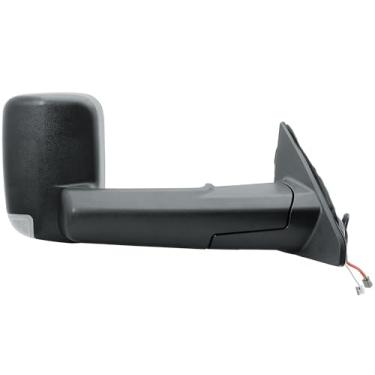 Imagem de Espelho de reboque da porta do lado direito do passageiro elétrico e aquecido BLIS (sensor de ponto cego) vidro com luz de seta e tampa traseira preta texturizada dobrável manual para RAM 1500 de 2019