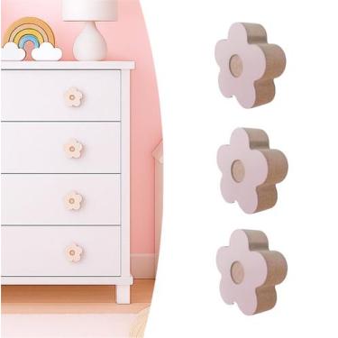 Imagem de 3 Puxadores Flor Infantil Porta Gaveta Cômoda Móveis Quarto - Hanger D