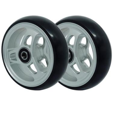 Imagem de Kit 2 Rodas Dianteira Primo 4x1.5 Alumínio Preto/prata - PR1MO