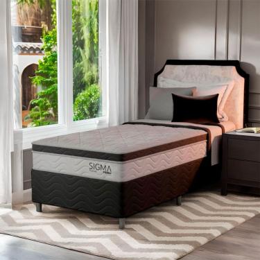 Imagem de Cama Box com Colchão Solteirão Luigi Molas Ensacadas (22x108x198) Branco e Cinza