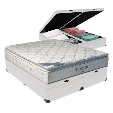 Imagem de Cama Box Baú King Freedom com Colchão Molas Ensacadas Espuma Viscoelástica D33 Branco O...